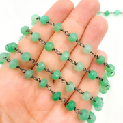 Chysoprase Oxidized Wire Chain.